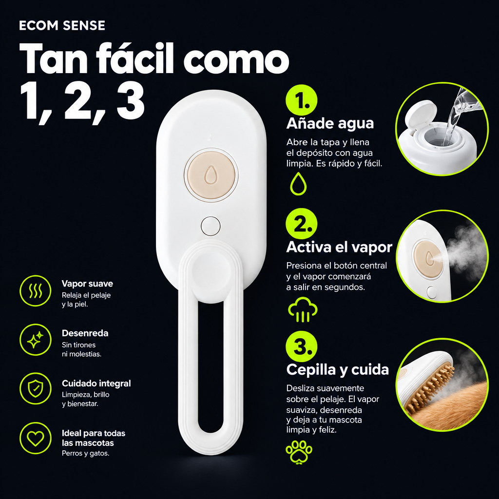 MISTY™ | Cepillo vaporizador para perros y gatos